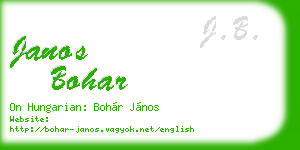 janos bohar business card