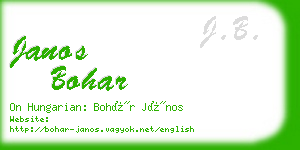 janos bohar business card